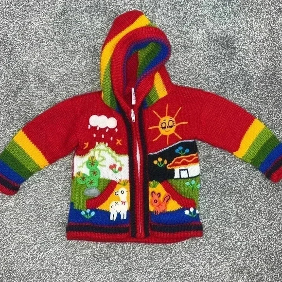 UNIQUE TARKA FUN SWEATER INFANT Peruvian Children's Wool Sweater - Picture 1 of 10